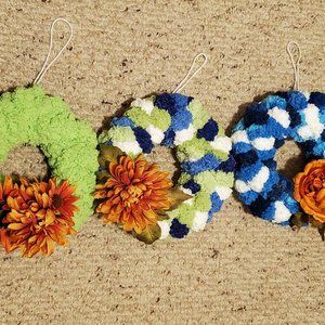 Orange Pom Pom Wreath set